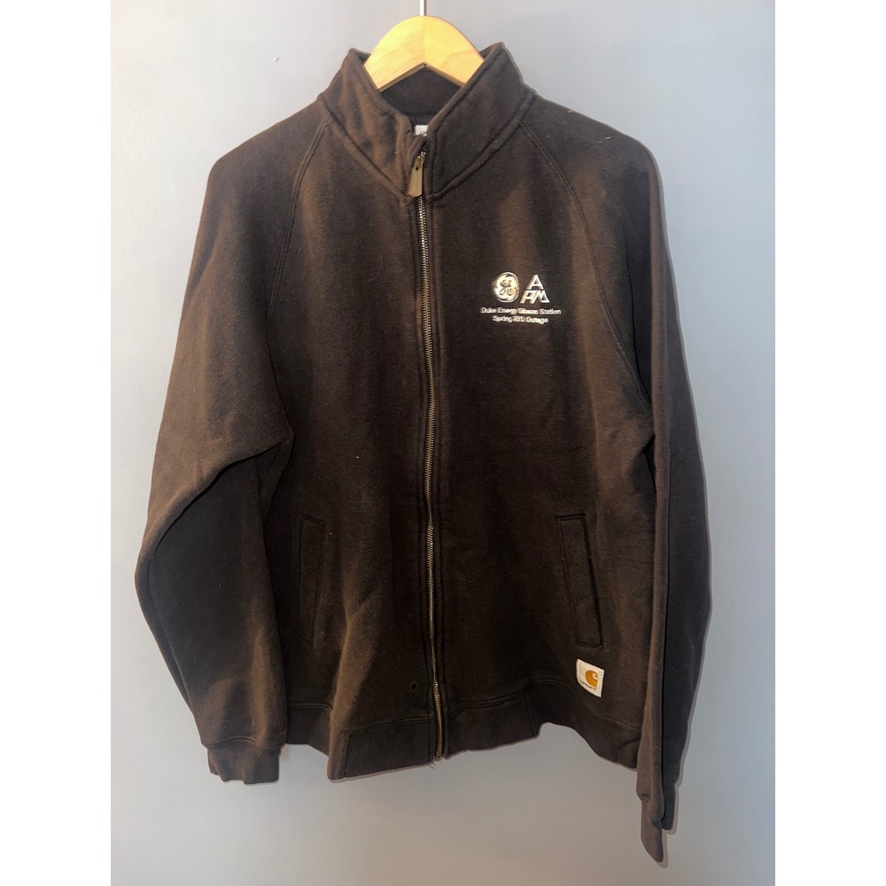 Carhartt Mens Full Zip Mock‎ Neck Sweatshirt Black Duke Energy Large Workwear